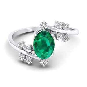 REYES Wholesale Price Oval Cut 1.2Ct <b>Emerald</b> Gemstone Wedding Gift <b>Rings</b> Solid 925 Sterling <b>Silver</b> Moissanite Birthstone <b>Ring</b> - Product Image 1