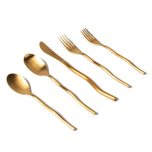 Ensemble de couverts en acier inoxydable de qualité supérieure avec manche martelé de luxe, poli miroir, forgé, pour table de mariage royal - Product Image 3