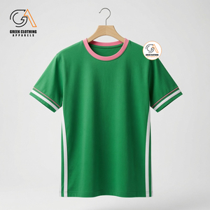 Vêtements grecs, t-shirt à col rond en coton 100% écologique, uni, manches courtes, coupe classique, bordure rose, vêtements décontractés Alpha Kapa - Product Image 1