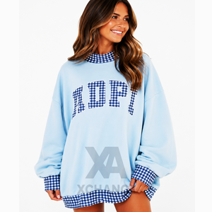 Sweat-shirt oversize à col montant pour femme 2026, avec logo personnalisé imprimé et brodé sur le devant, en tissu polaire à séchage rapide et écologique - Product Image 2