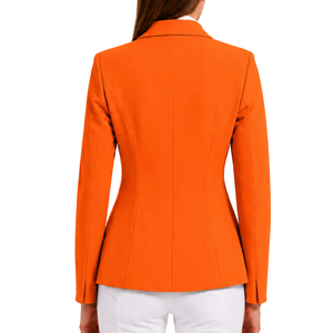 Chaqueta Ecuestre Naranja Brillante para Mujer, Blazer Elegante para Montar a Caballo, Abrigo Clásico para Competencia Hípica, Venta al Por Mayor Personalizada - Product Image 2