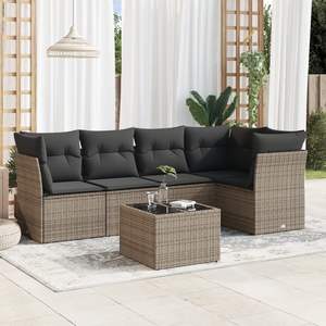 Conjunto de Sofás Modulares Grandes de Ratán PE Gris para Jardín, Colección Premium de Muebles para Exteriores - Product Image 1