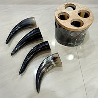 Ensemble de cornes de boeuf naturelles indiennes 4 pièces cornes à boire Viking avec support cornes de vache prix de gros agate par M R S EXPORTS