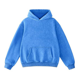 Sweat à capuche uni délavé à l'acide, 100 % coton, doublure polaire douce pour homme, hiver, logo personnalisé, le plus vendu - Product Image 1
