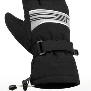 Mitaines de ski isolées noires avec sangle de poignet réglable pour les activités hivernales en plein air, gants thermiques softshell unisexes - Product Image 4