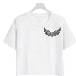 T-shirt blanc à manches courtes pour homme, coupe classique, col rond, couleur unie, décontracté, en jersey de polyester tricoté, teint en pièce, écologique - Product Image 6