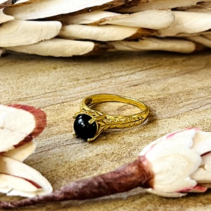 Market Favorite Onyx <b>Rings</b> <b>Dainty</b> Brass <b>Rings</b> For Women 18k Gold Plated Vintage Floral Band Fashion Jewelry Wholesale/OEM/ODM - Product Image 6