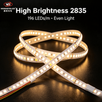 Lampu Strip LED 2835 196leds/m  Lumen Tinggi Lampu Pita LED Fleksibel untuk Dekorasi Proyek Dalam Ruangan