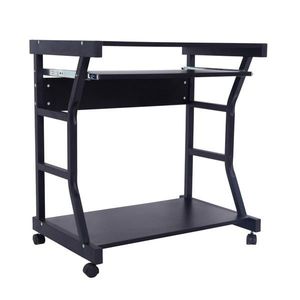 Scrivania Moderna a Quattro Ruote Mobile Nera per Camera da Letto, Ufficio Domestico, Soggiorno - Legno MDF e Metallo con Funzionalità di Archiviazione - Product Image 5