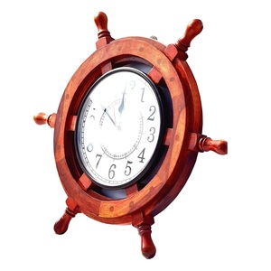 Nautical Ship Wheel Wooden Wall <b>Clock</b> Steering Helm Design Art Deco Style Eco-friendly <b>Battery</b> Powered Customized Wall <b>Clock</b> for - Product Image 2