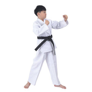 Uniforme de Karate para Niños, Blanco, de una Pieza, Transpirable, de Algodón Elástico, Unisex, Ropa de Artes Marciales, Logotipo Frontal, Alta Calidad - Product Image 2