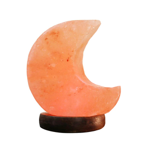 Lámpara de Sal del Himalaya de Primera Calidad, Forma de Luna, Sal Natural Pulida, Base de Madera, Iluminación Decorativa Ambiental para el Hogar - Product Image 1