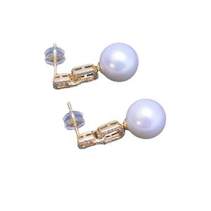 Pendientes de Perlas Redondas Blancas de Agua Dulce de 10-11 mm sobre Plata S925, Juego Completo, Luz Intensa y Pequeñas Imperfecciones, Versión Coreana - Product Image 5