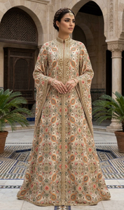 Tela base de punto Georgette color blanco húmedo con patrón de lentejuelas bordadas para Abaya, Kaftan, ropa nupcial y ropa étnica. - Product Image 6