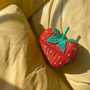 Jaune ananas enfants été plage aller voyage pique-nique rotin sacs pour enfants design créatif unique tressé à la main bébé sac - Product Image 6