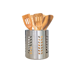 Organisateur de couverts en acier inoxydable poli brillant, design traditionnel, base antidérapante pour une pose sécurisée, pour table à manger - Product Image 1
