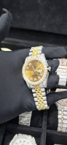 Reloj de Pulsera para Hombre, Estilo Moderno y Lujoso, Hip-hop, con Diamantes, 41 mm, Aleación Bicolor, Escala Romana, Fecha, Mecánico, Esfera Grande - Product Image 4