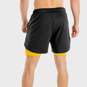 Men's Color Blocked Sport Shorts With Pockets Quick Dry Drawstring Waist <b>Mid</b> Length Spandex Polyester Gym Workout Shorts - Product Image 5