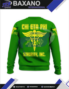 Sweat-shirt vert à col rond Chi Eta Phi Sorority 1932 avec lettres grecques et accents jaunes pour les membres de la sororité CEP - Product Image 6