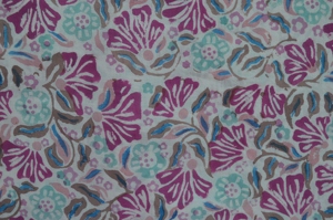 Tela de Algodón Tejida Ligera, Ecológica, Resistente a Químicos, con Estampado Floral, en Rosa, Verde Azulado, Marrón y Blanco, para Confección de Vestidos - Product Image 6