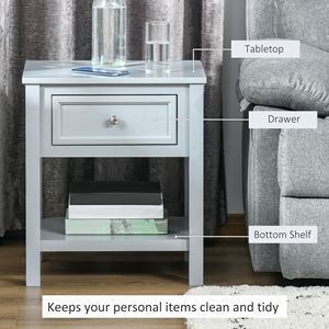 Tavolino da Salotto Grigio con Cassetto e Ripiano Inferiore per Spazi Compatti - Product Image 4