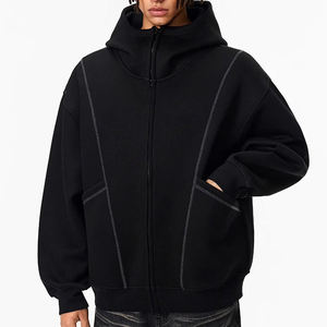 Sudadera con Capucha y Cremallera Oversize para Mujer Squf Sports, Gris Sólido, Tejido de Algodón Transpirable, Diseño con Bolsillo Frontal con Logotipo, Invierno - Product Image 5