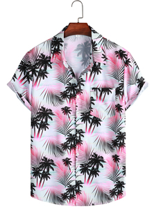 Summer Hawaiian Shirt for Men 3D Retro Yellow <b>Leaves</b> Pattern Short Sleeve Vacation Breathable Casual Design Clothing Fashion - Product Image 3