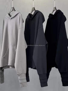 Sweat à capuche surdimensionné lourd pour hommes d'automne avec doigts exposés et capuche brodée Hiver Retro Washed Look High Street Style - Product Image 6