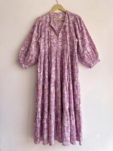 Lightweight 100% Boho Floral Print Maxi <b>Dress</b> With Puff Sleeves Loose Fit Viscose Summer Casual <b>Dress</b> O-Neck <b>Elastic</b> Waist - Product Image 3