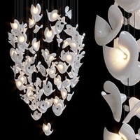 Projet Lustre LED Blanc Papillons En Céramique Comme Suspendu Pendentif Lumière Design Moderne Lustre pour Hote Lobby Escaliers Villa