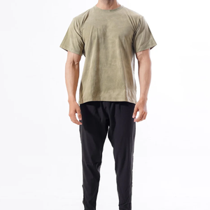 High Quality Acid Wash Men's <b>Olive</b> <b>Green</b> Cotton O-Neck Short Sleeve Casual <b>T</b>-<b>Shirt</b> Regular Fit Solid Color Knitted Jersey Style - Product Image 6