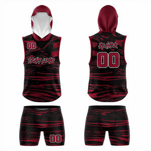 Custom Sublimated Printed Breathable Quick Dry 100% Polyester Adults 7v7 <b>Football</b> Uniform Sleeveless Hooded <b>Shirt</b> Compression - Product Image 6