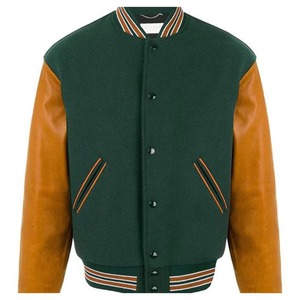 OEM School College Custom Chenille Embroidery Logo Student Leather <b>Bomber</b> - Product Image 1