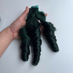 Mechones verdes de cabello humano rizado hinchable de alta calidad hermoso cabello humano vietnamita crudo encaje suizo parte media - Product Image 3
