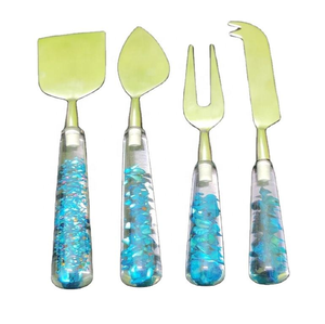<b>Set</b> of 3 <b>Cheese</b> Tools <b>Cheese</b> Slicer Fork and <b>Cheese</b> <b>Knife</b> with Resin Handle High Quality Polished in Lowest Price from India - Product Image 1