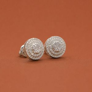 Boucles d'oreilles clous en diamant rond pour femme avec design circulaire superposé, bijoux en argent sterling - Product Image 2