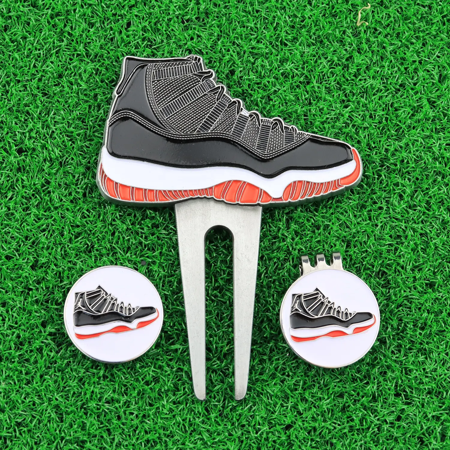 Personalizado de golfe, presentes de golfe, forma de sapato, personalizado, marca, reparo, acessórios, verde, ferramenta de deslizar
