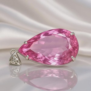 Colgante de Pera de Zafiro Rosa Natural Chapado en Oro, Joyería Fina de Plata de Ley 925 Hecha a Mano con Gemas Multirreligiosas - Product Image 5