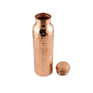 Bouteille d'eau en cuivre pur artisanale, motif rayé martelé, gourde en cuivre anti-fuite, soins de santé ayurvédiques de luxe - Product Image 4
