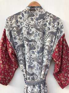 ชุดคลุมชายหาดผ้าไหมส่าหรีหลากสีสัน สไตล์ญี่ปุ่น ชุดลำลองฤดูร้อน คิโมโนยาวถึงข้อเท้า ราคาขายส่ง - Product Image 5