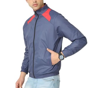 Men's Windproof Bomber <b>Jacket</b> Blue <b>Red</b> Color Blocking Zipper Closure Sporty Style Autumn Wear - Product Image 5