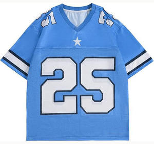 Print Logo Front Unisex V-neck Quick Dry Breathable Oversized Short Soccer Basketball Baseball Cropped <b>Drop</b> Shoulder Mesh Custom - Product Image 1
