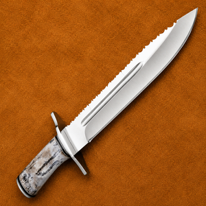 Couteau Bowie personnalisé en acier D2, manche en os coloré, lame fixe, couteau de chasse et de camping avec étui en cuir - Product Image 5
