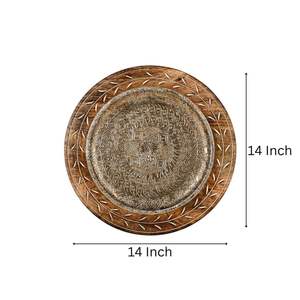 Plato de Madera de Lujo con Lámina de Latón Antiguo, 13 Pulgadas, Estilo Bohemio con Mandala Tallado, para Eventos Exclusivos y Restaurantes - Product Image 2