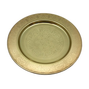 Assiette de Présentation Ronde Moderne en Acier Inoxydable avec Bordure Argentée, Écologique et Non Toxique, pour Mariages et Dîners - Product Image 2