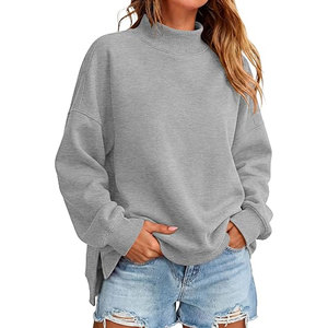 Sudadera Oversize de Cuello Alto para Mujer, Manga Larga, Ajuste Holgado, Casual, Otoño-Invierno, con Abertura Lateral Suave, Estilo Lindo y a la Moda - Product Image 1