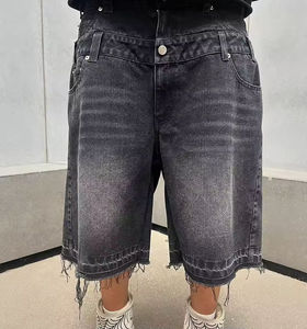 Shorts de mezclilla desgastados para hombre, estilo streetwear, holgados, con múltiples bolsillos, de algodón transpirable, de cintura alta, con cierre de botones, tipo cargo, para verano. - Product Image 6