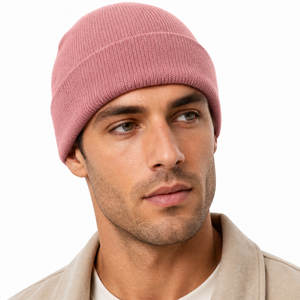 Bonnet d'hiver rose bonbon le plus vendu, en tricot côtelé, chaud, avec logo personnalisé - Vêtement d'hiver classique - Product Image 2