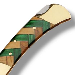 Cuchillos Plegables Premium de Damasco con Funda de Cuero, Cuchillos de Bolsillo Compactos para Exteriores, para Caza, Camping, Senderismo, Supervivencia y Uso Diario - Product Image 2
