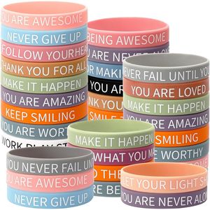 Braccialetti in Silicone con Citazioni Motivazionali, Set da 64 Pezzi, Unisex, Accessori Promozionali per Donne - Product Image 1